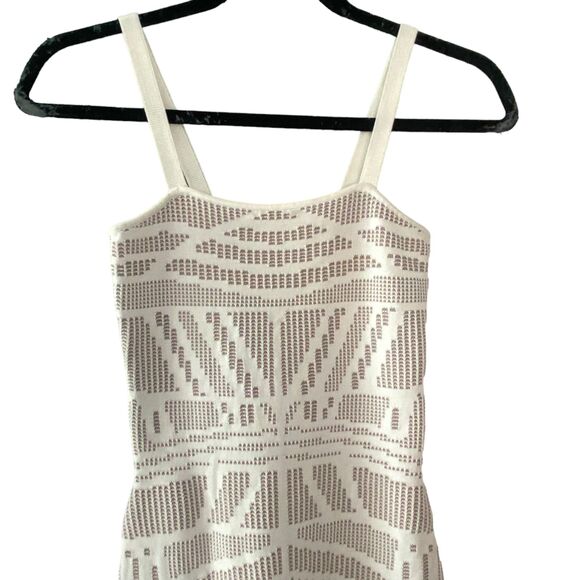 Ronny Kobo White and Nude Tribal Design Bandage Midi Dress Size Bodycon Small - Picture 6 of 13